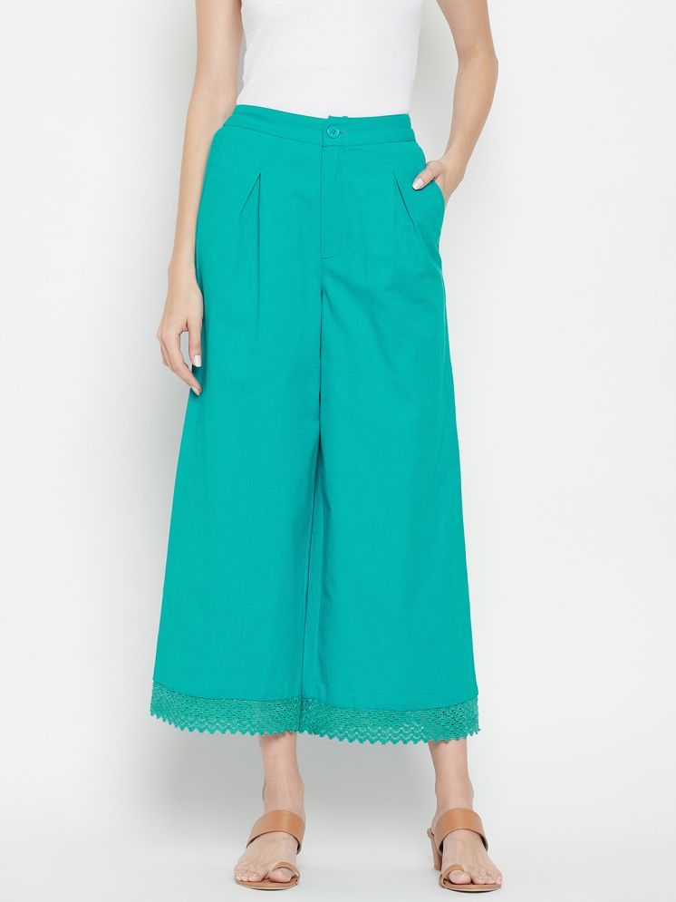     			FASHJONS 360 Sea Green Cotton Flared Women's Palazzos ( Pack of 1 )