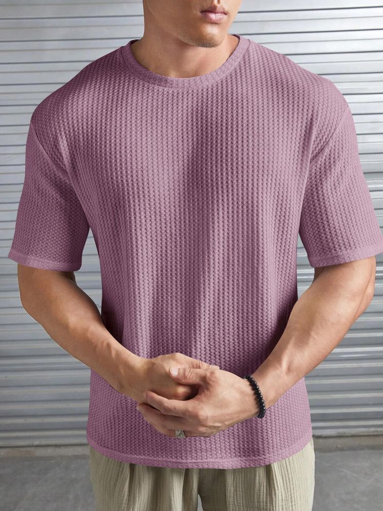     			FIRST POSTION Cotton Blend Relaxed Fit Solid 3/4th Sleeves Men's Round T-Shirt - Purple ( Pack of 1 )