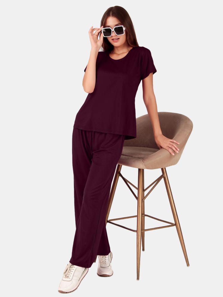     			Fasense Lifestyle Pvt Ltd Wine Modal Women's Nightwear Nightsuit Sets ( Pack of 1 )