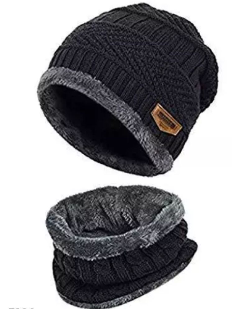     			Infispace Black Cotton Men's Cap ( Pack of 1 )