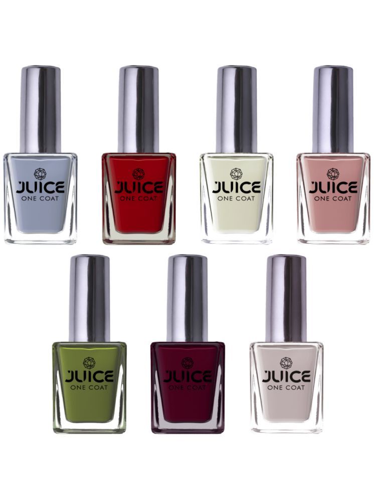     			Juice Nail Paint 11ml Each (Pack of 7) (Merlot, White, Moss, Red, Grey, Magenta, Dusky Rose)