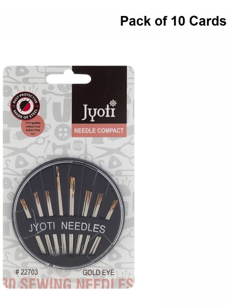     			Jyoti Needle Compact Hand Sewing Needles, Smooth & Snag-Free Eye, Uniformly Polished & Non-Porous Surfaces, Used for Sewing Projects & Home Purposes, 22703, Large (30 Assorted Needles) - 10 Cards