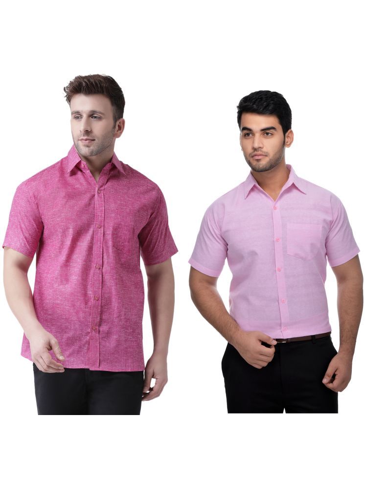     			KLOSET By RIAG Cotton Blend Regular Fit Solids Half Sleeves Men's Casual Shirt - Pink ( Pack of 2 )