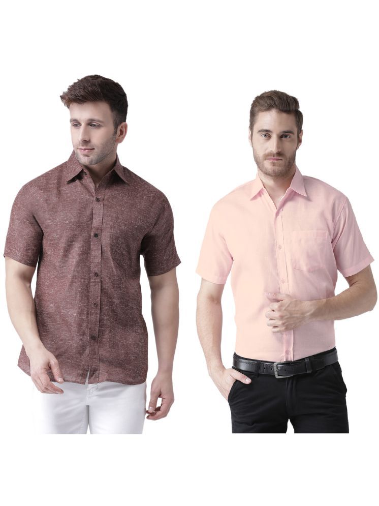     			KLOSET By RIAG Cotton Blend Regular Fit Solids Half Sleeves Men's Casual Shirt - Pink ( Pack of 2 )