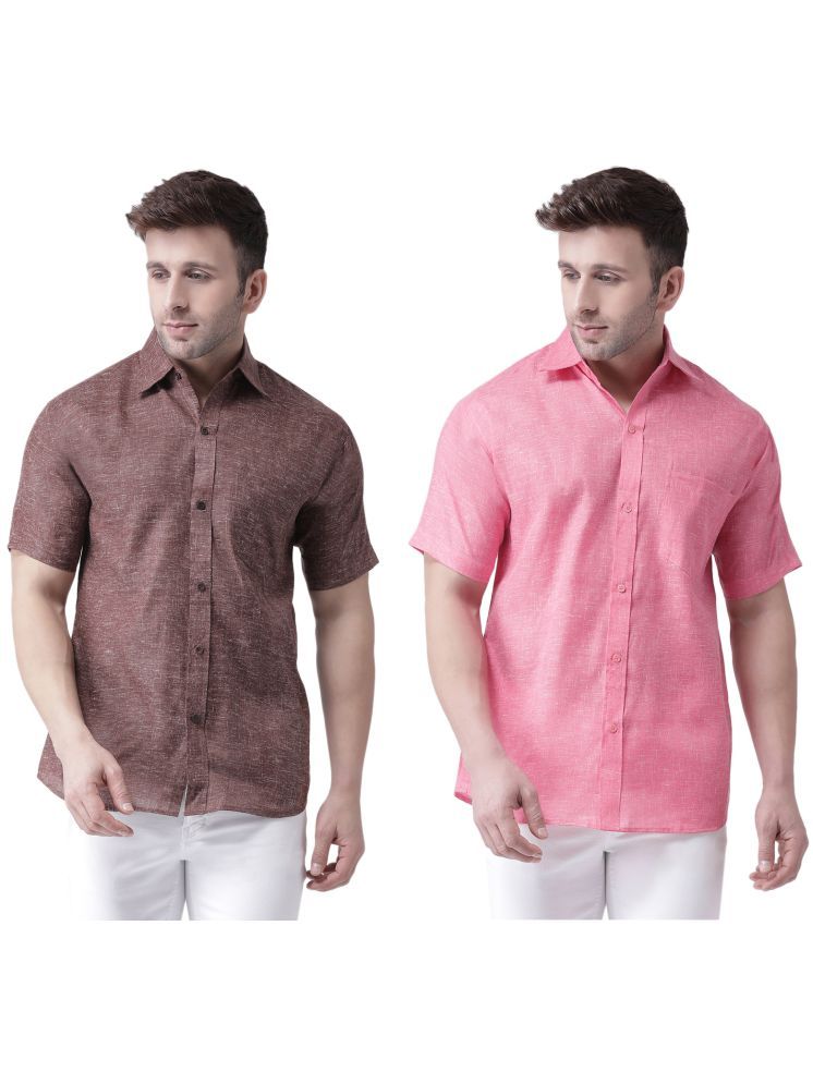     			KLOSET By RIAG Cotton Blend Regular Fit Solids Half Sleeves Men's Casual Shirt - Pink ( Pack of 2 )