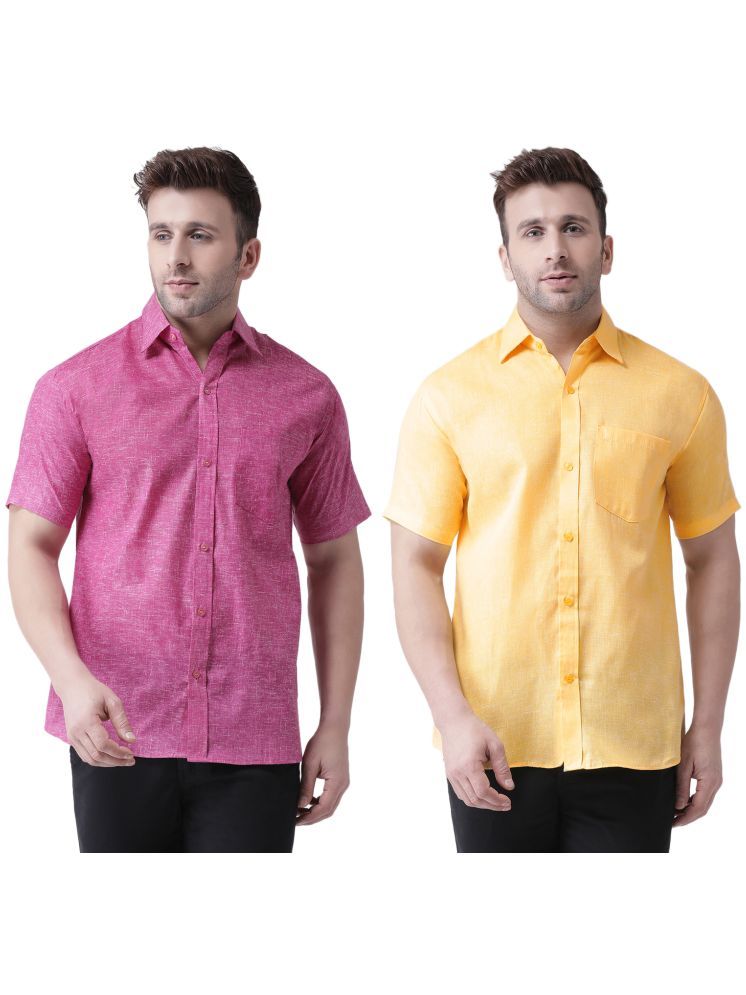     			KLOSET By RIAG Cotton Blend Regular Fit Solids Half Sleeves Men's Casual Shirt - Mustard ( Pack of 2 )