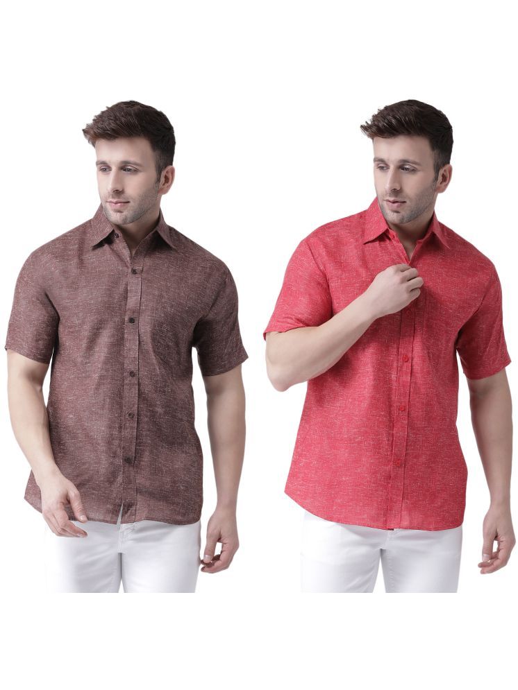     			KLOSET By RIAG Cotton Blend Regular Fit Solids Half Sleeves Men's Casual Shirt - Red ( Pack of 2 )