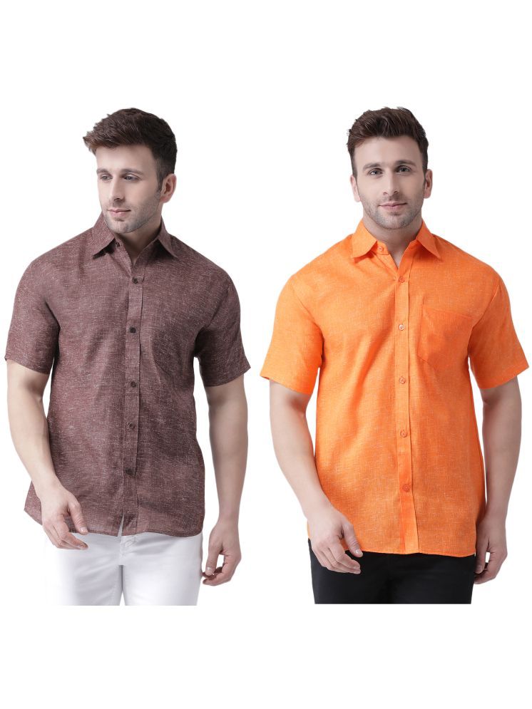     			KLOSET By RIAG Cotton Blend Regular Fit Solids Half Sleeves Men's Casual Shirt - Orange ( Pack of 2 )