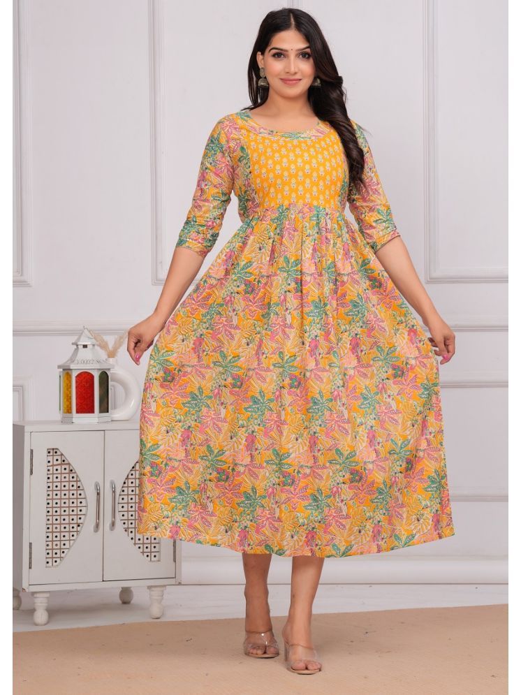     			Nevisha Style Yellow Cotton Maternity Kurta Single