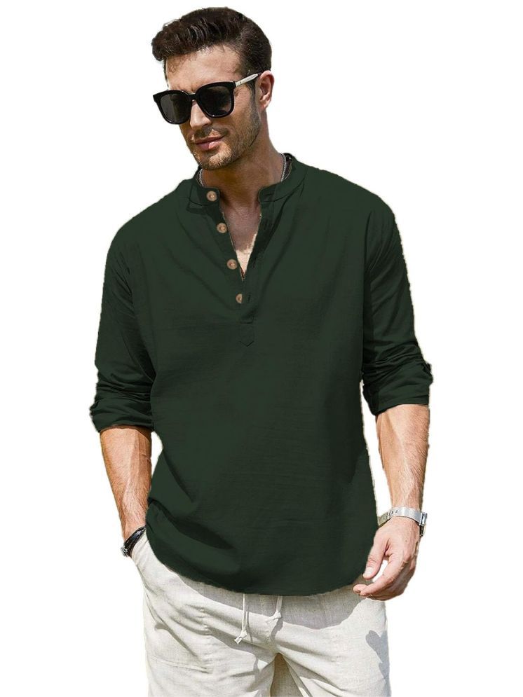     			ViraVesh Green Cotton Men's Shirt Style Kurta ( Pack of 1 )