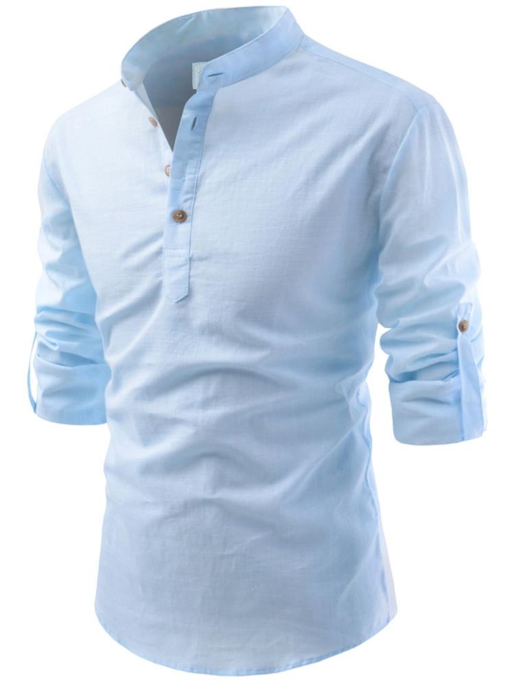     			ViraVesh Sky Blue Cotton Men's Shirt Style Kurta ( Pack of 1 )