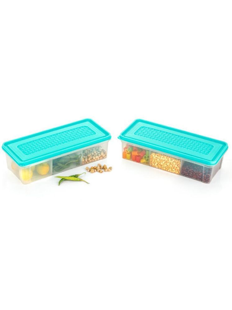     			Vittamix 3 in 1 Section Box Plastic Sea Green Multi-Purpose Container ( Set of 1 )