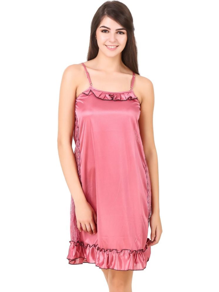     			YUZU Pink Satin Women's Nightwear Nighty & Night Gowns ( Pack of 1 )