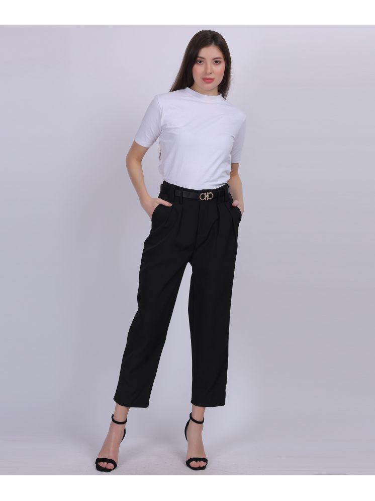     			aumbe Black Nylon Straight Women's Casual Pants ( Pack of 1 )