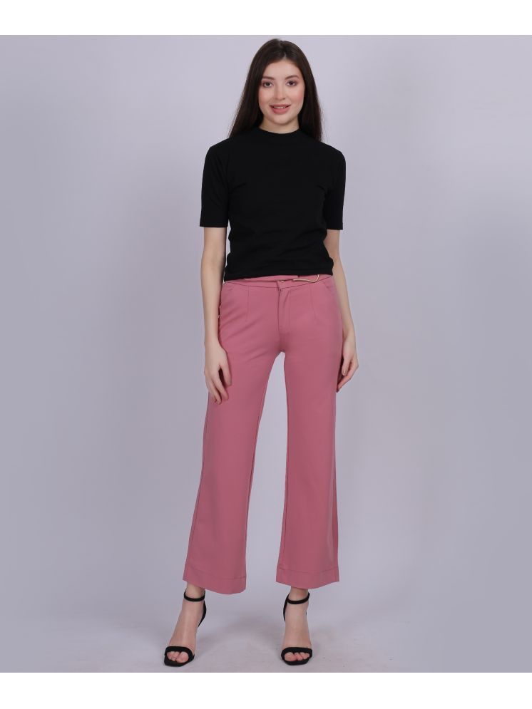     			aumbe Pink Nylon Straight Women's Casual Pants ( Pack of 1 )