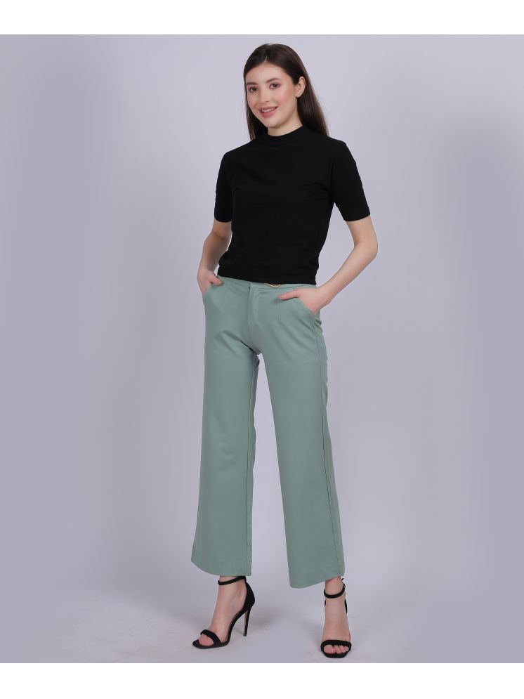     			aumbe Sea Green Nylon Straight Women's Casual Pants ( Pack of 1 )