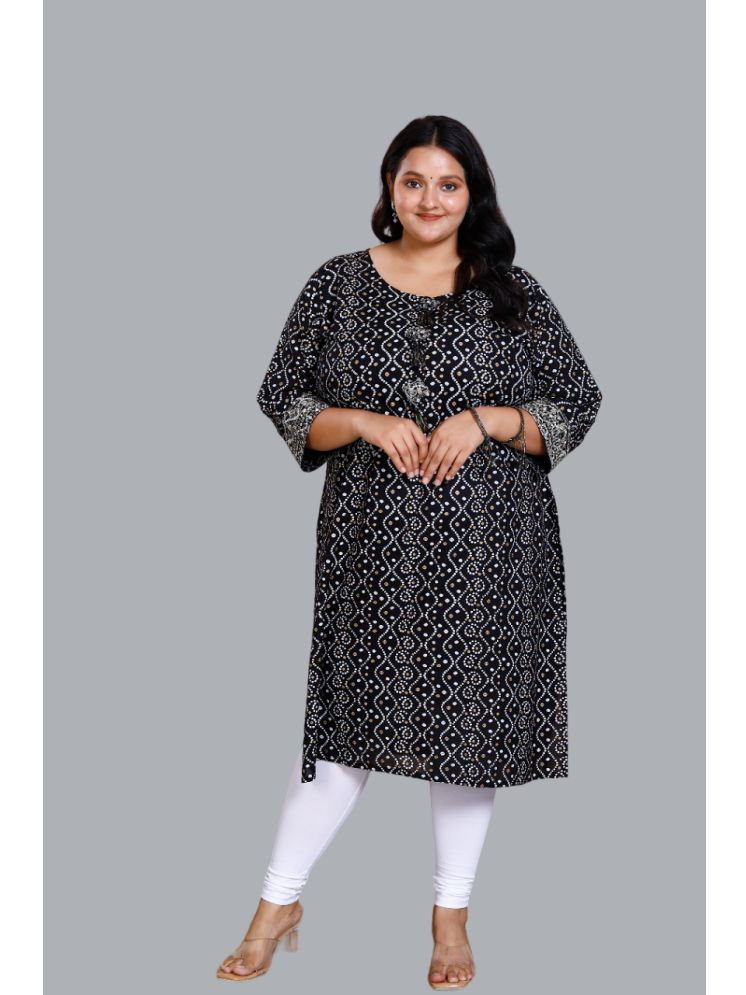     			miravan Rayon Printed Straight Women's Kurti - Black ( Pack of 1 )