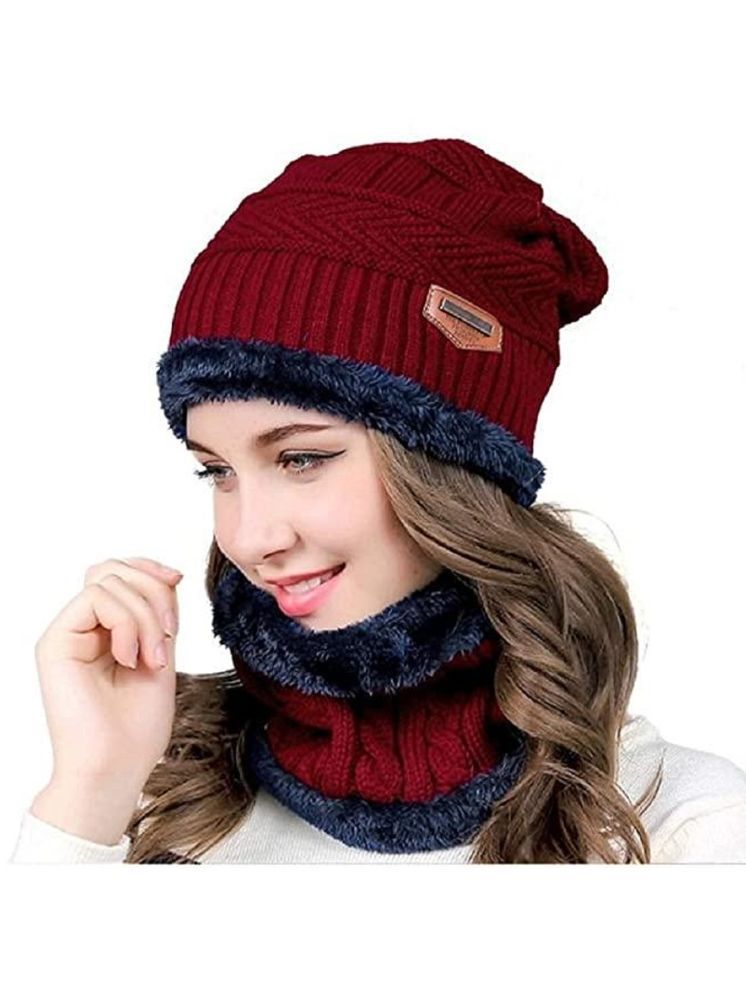     			valdez Maroon Woollen Women's Cap ( Pack of 1 )