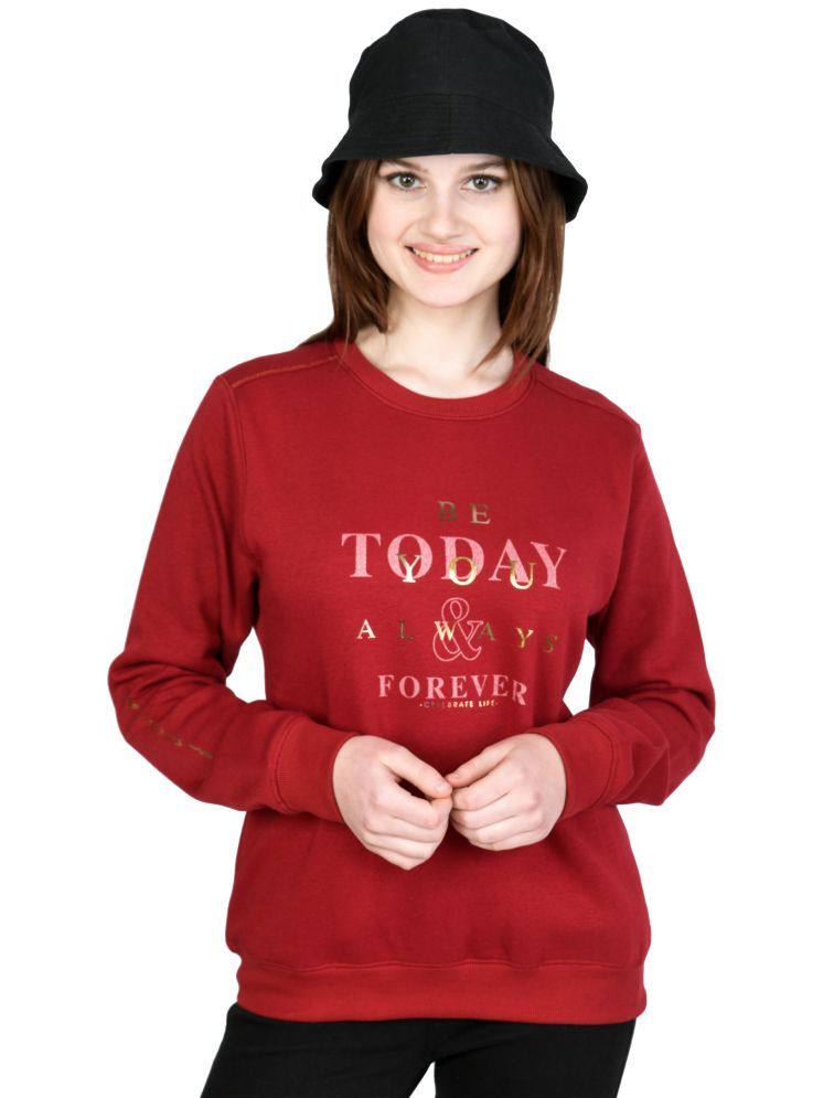     			CHERIBELL Cotton - Fleece Women's Non Hooded Sweatshirt ( Maroon )