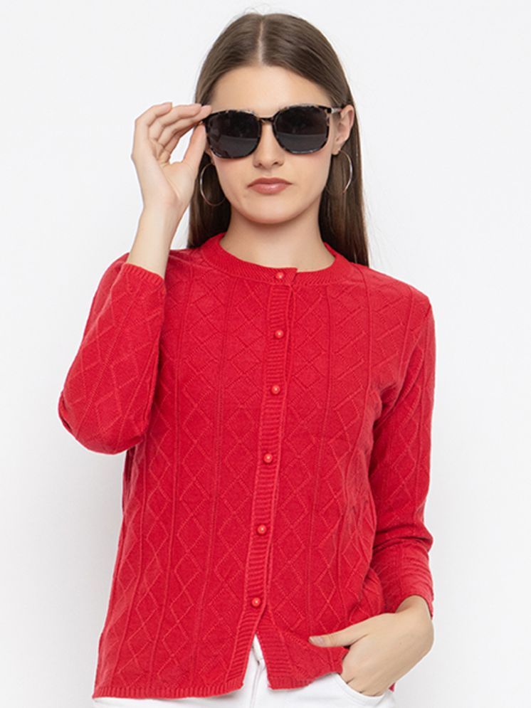     			Clapton Woollen Round Neck Women's Buttoned Cardigans - Red ( )