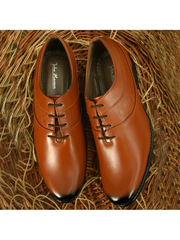     			John Karsun Tan Men's Derby Formal Shoes