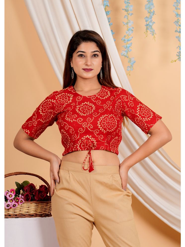     			Yash Gallery Red Readymade without Pad Cotton Women's Blouse ( Pack of 1 )