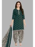 shree jeenmata collection Unstitched Cotton Printed Dress Material - Green ( Pack of 1 )