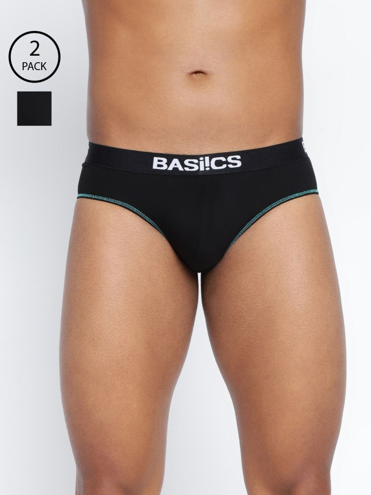     			BASIICS By La Intimo Pack of 2 Cotton Blend Briefs For Men's ( Black )