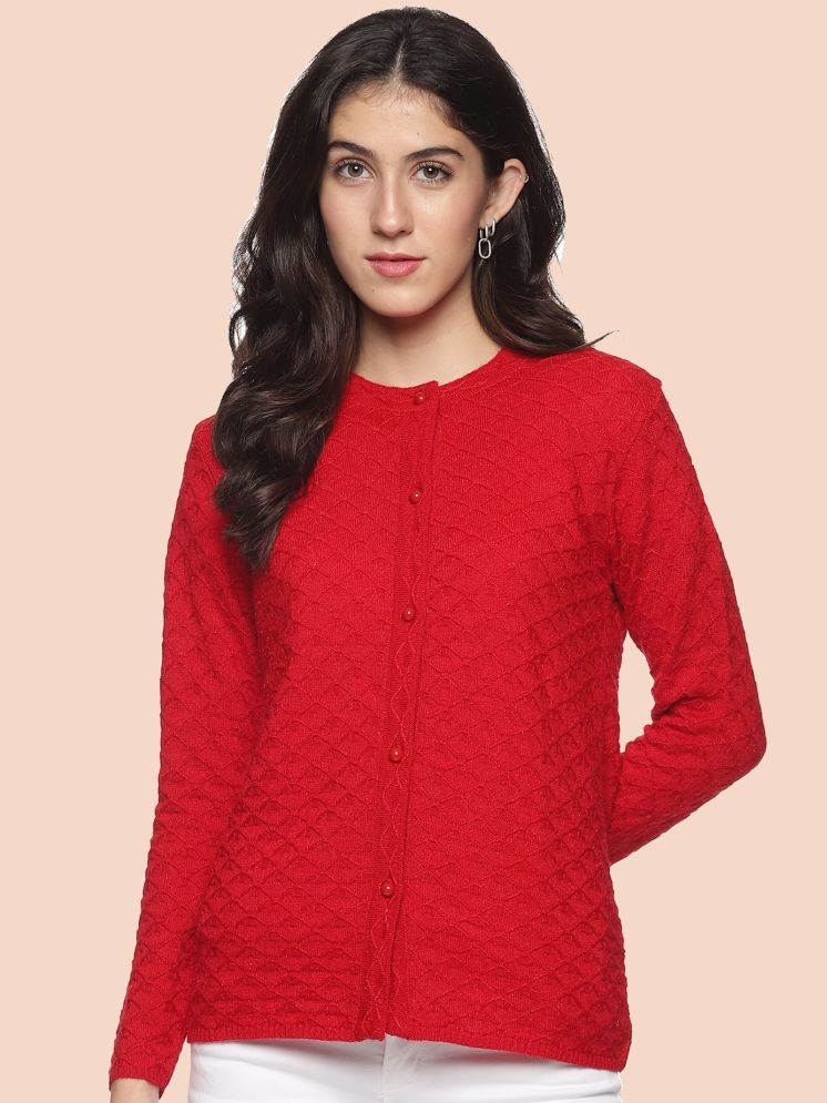     			Clapton Woollen Round Neck Women's Buttoned Cardigans - Red ( )