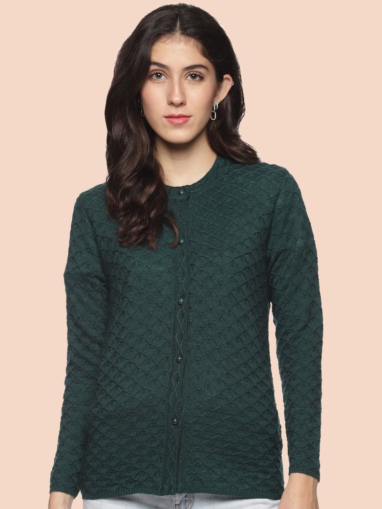     			Clapton Woollen Round Neck Women's Buttoned Cardigans - Green ( )