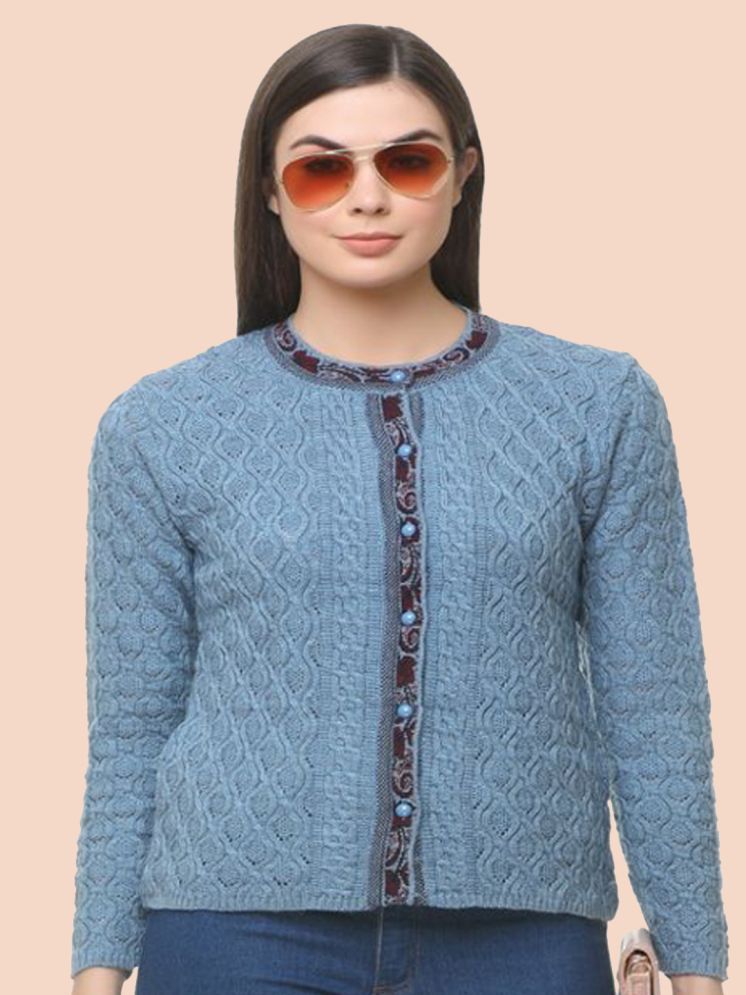     			Clapton Woollen Round Neck Women's Buttoned Cardigans - Blue ( )