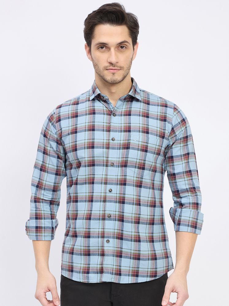     			Duke 100% Cotton Slim Fit Checks Full Sleeves Men's Casual Shirt - Blue ( Pack of 1 )