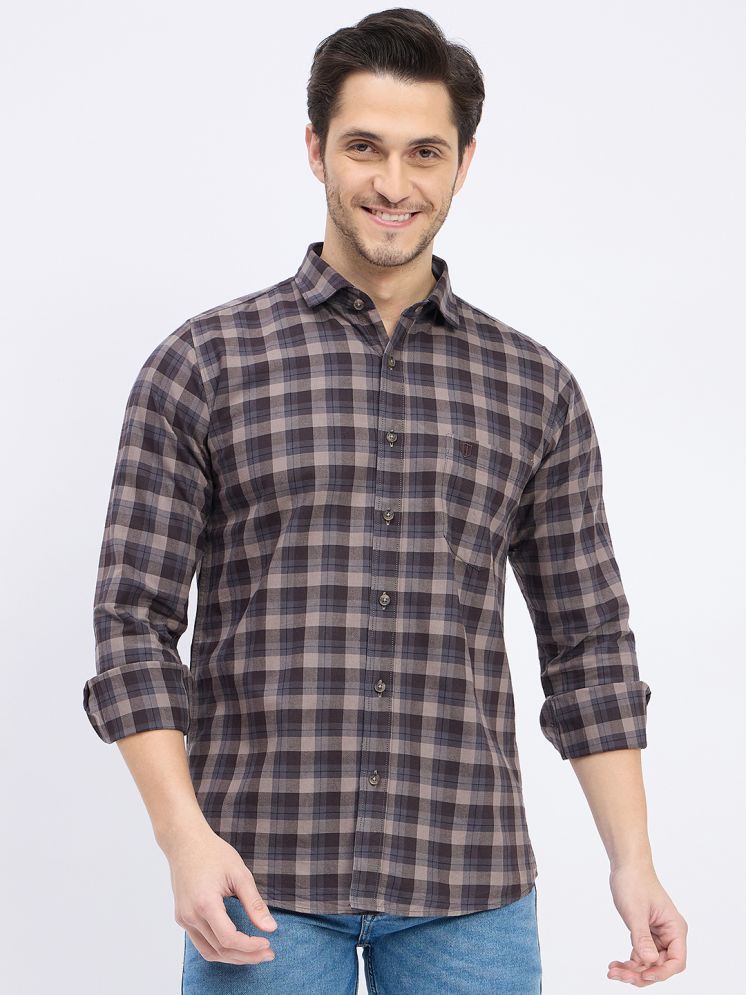     			Duke 100% Cotton Slim Fit Checks Full Sleeves Men's Casual Shirt - Brown ( Pack of 1 )