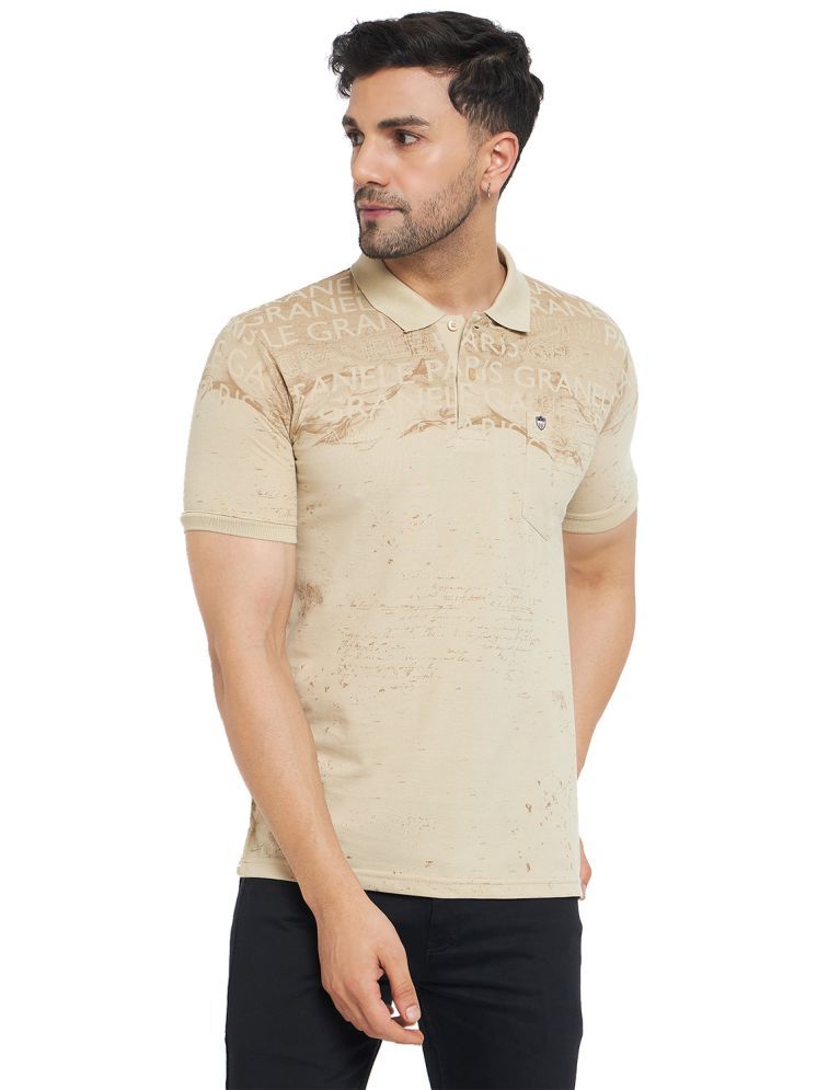     			Duke Cotton Blend Regular Fit Printed Half Sleeves Men's Polo T Shirt - Beige ( Pack of 1 )