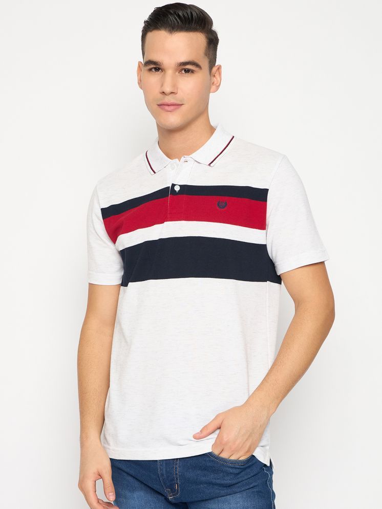     			Duke Cotton Blend Regular Fit Striped Half Sleeves Men's Polo T Shirt - White ( Pack of 1 )