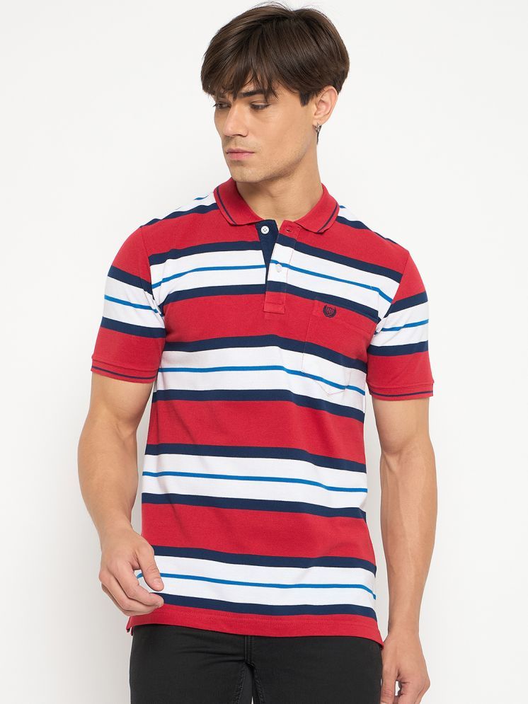     			Duke Cotton Blend Regular Fit Striped Half Sleeves Men's Polo T Shirt - Red ( Pack of 1 )