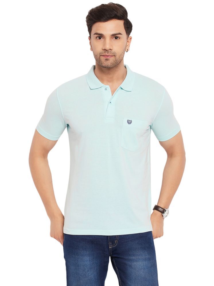     			Duke Cotton Blend Regular Fit Solid Half Sleeves Men's Polo T Shirt - Blue ( Pack of 1 )