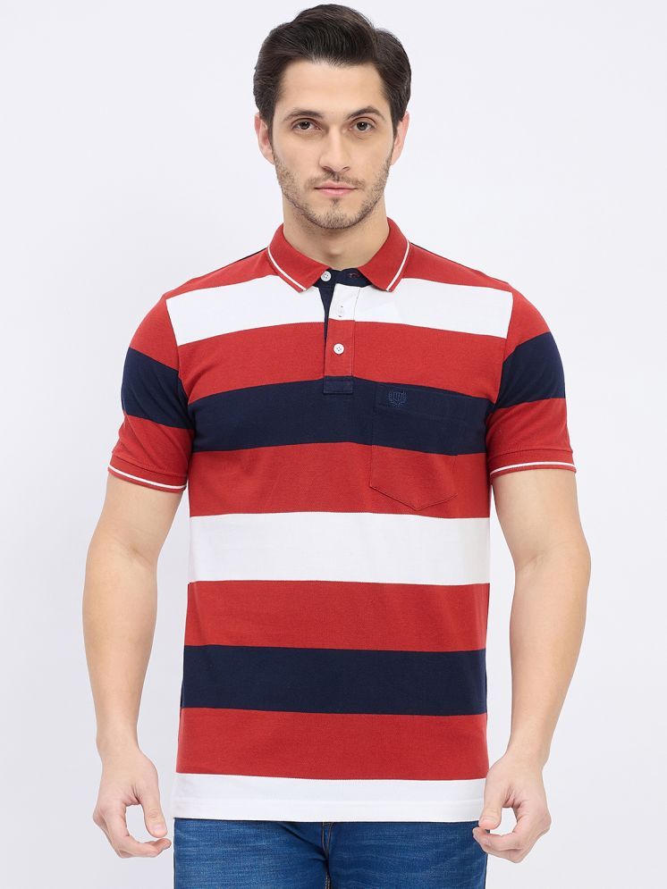     			Duke Cotton Blend Regular Fit Striped Half Sleeves Men's Polo T Shirt - Multicolor ( Pack of 1 )