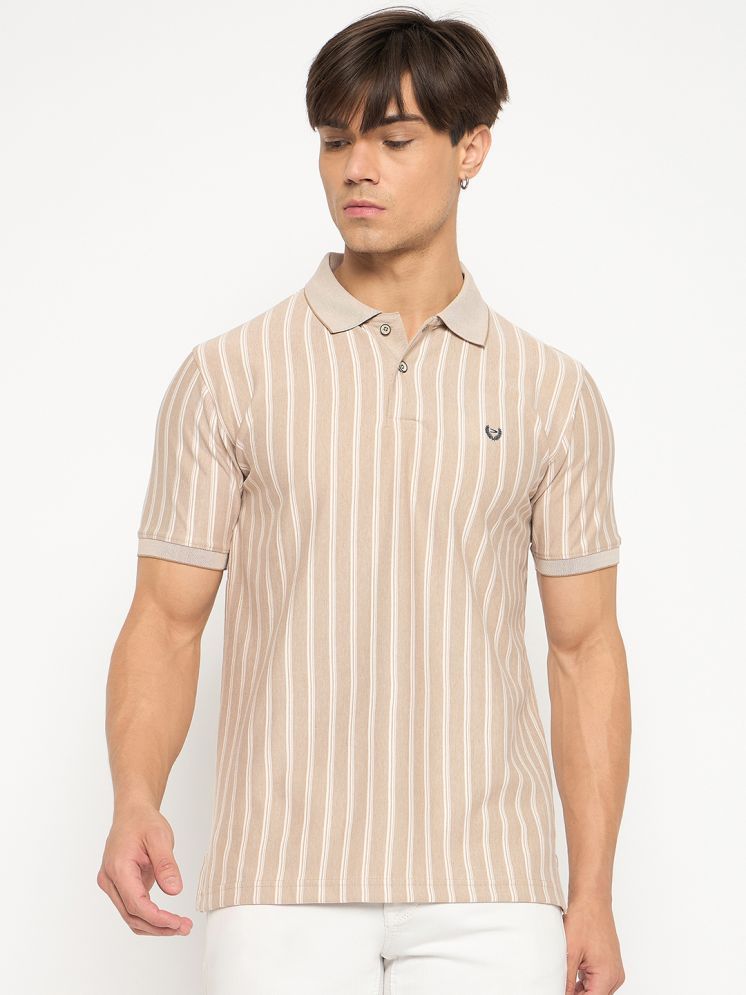     			Duke Cotton Blend Slim Fit Striped Half Sleeves Men's Polo T Shirt - Beige ( Pack of 1 )