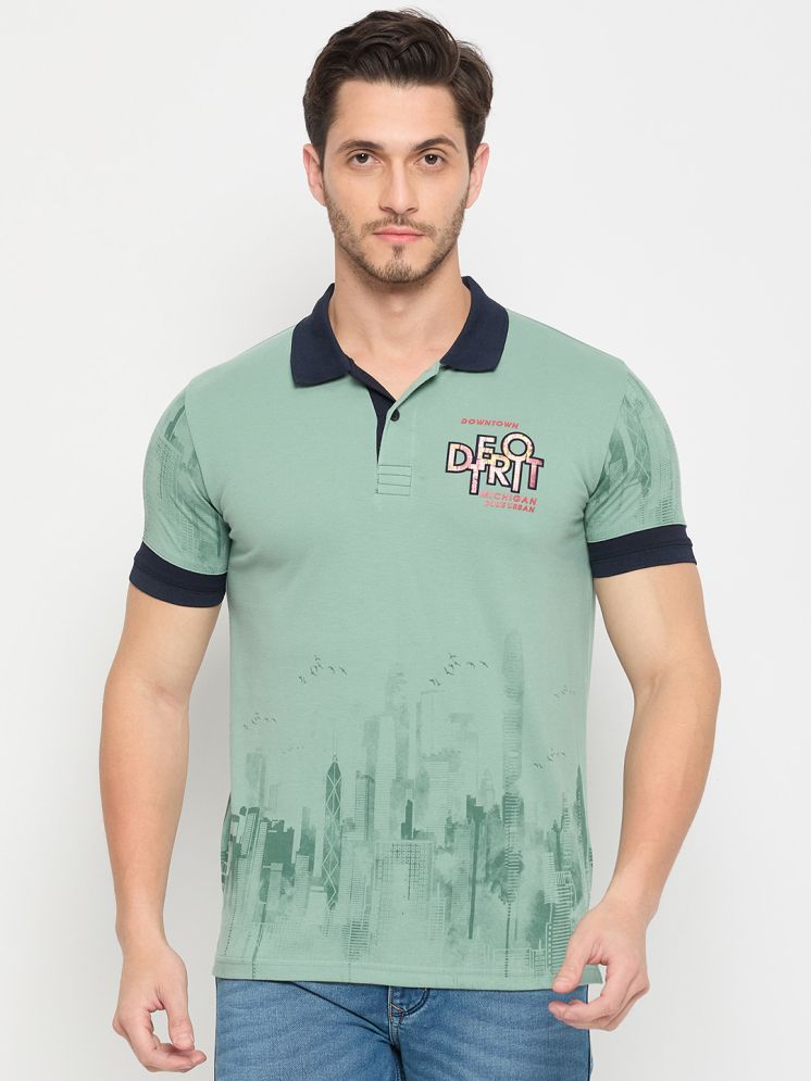     			Duke Cotton Blend Slim Fit Printed Half Sleeves Men's Polo T Shirt - Green ( Pack of 1 )