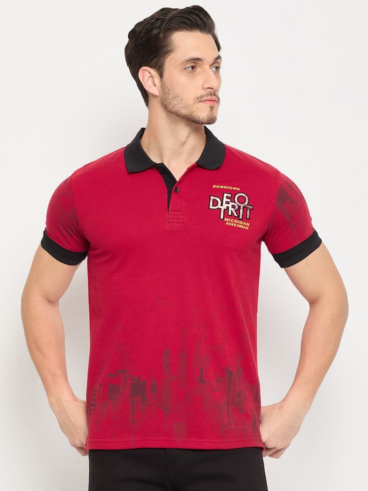     			Duke Cotton Blend Slim Fit Printed Half Sleeves Men's Polo T Shirt - Red ( Pack of 1 )