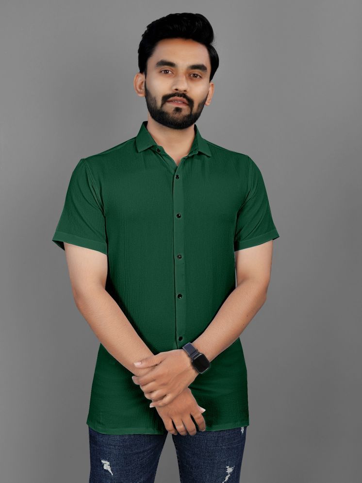     			Fashionfricks Cotton Flex Regular Fit Solids Half Sleeves Men's Casual Shirt - Green ( Pack of 1 )