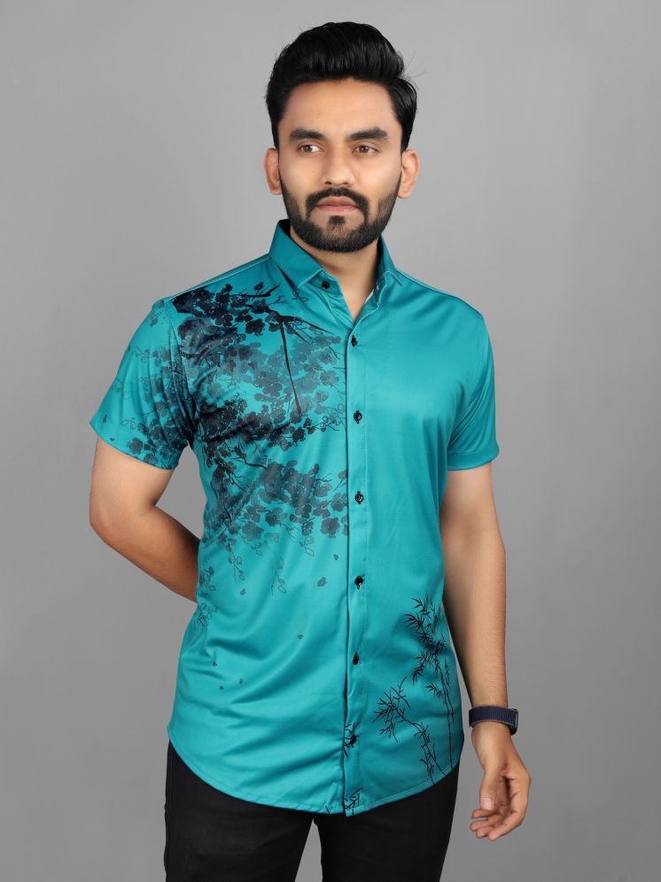     			Fashionfricks Polyester Regular Fit Printed Half Sleeves Men's Casual Shirt - Indigo ( Pack of 1 )