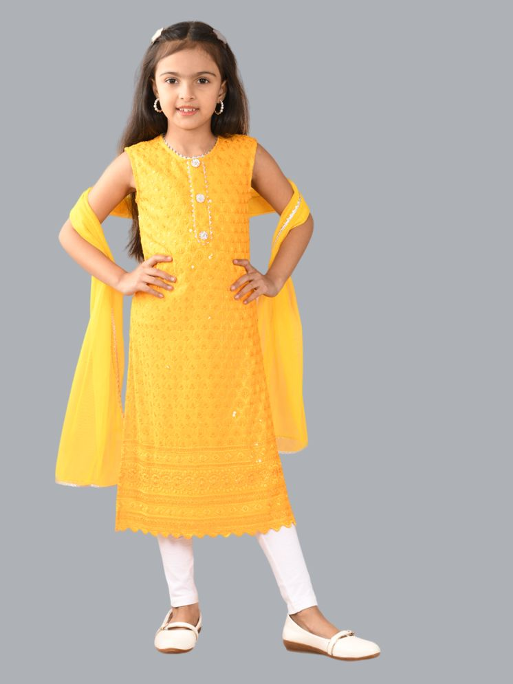     			HLGARMENTS Girls Cotton Suit Sets ( Pack of 3 , Golden Yellow )