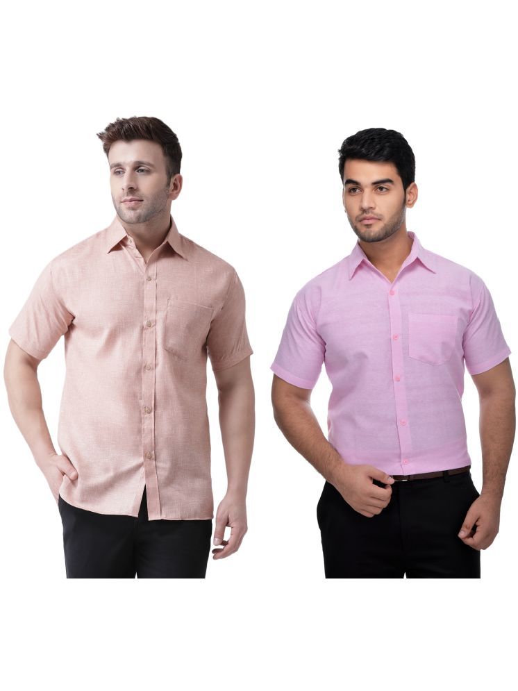     			KLOSET By RIAG Cotton Blend Regular Fit Solids Half Sleeves Men's Casual Shirt - Pink ( Pack of 2 )