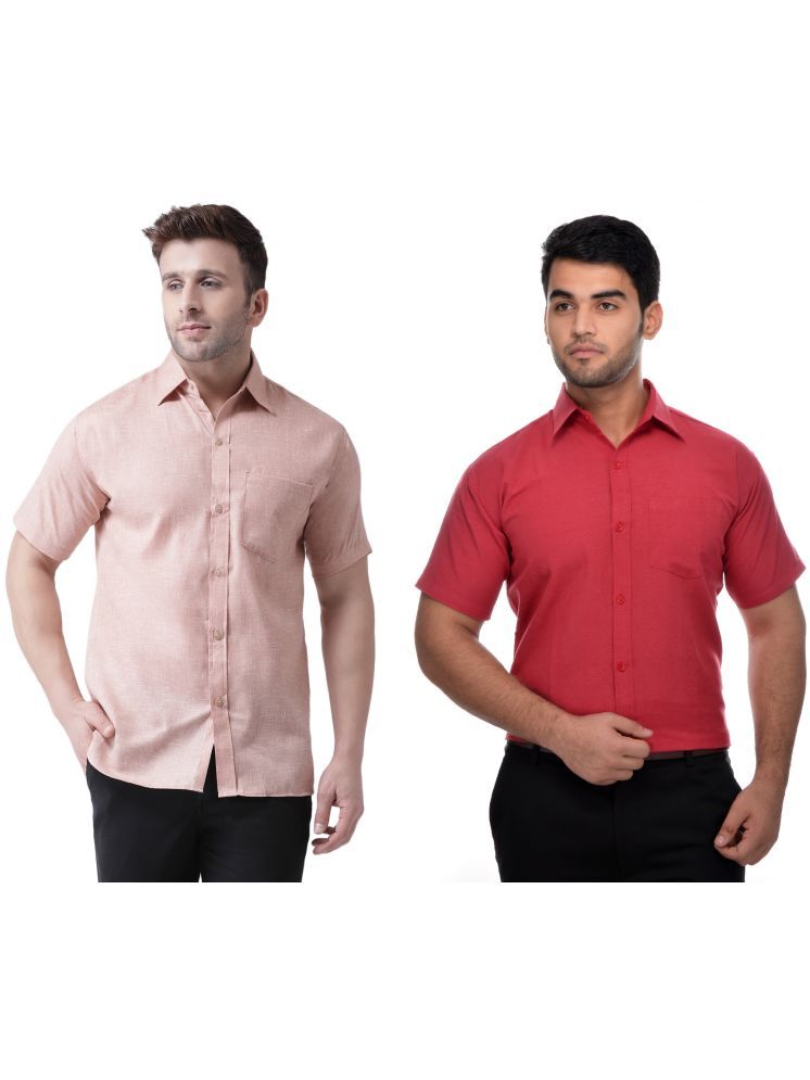     			KLOSET By RIAG Cotton Blend Regular Fit Solids Half Sleeves Men's Casual Shirt - Red ( Pack of 2 )