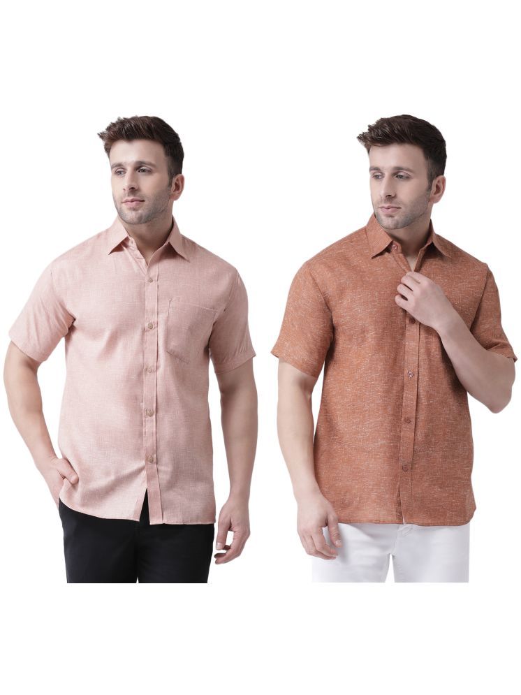     			KLOSET By RIAG Cotton Blend Regular Fit Solids Half Sleeves Men's Casual Shirt - Brown ( Pack of 2 )