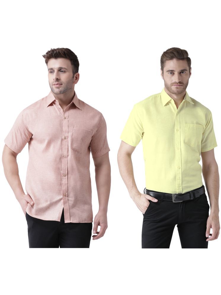     			KLOSET By RIAG Cotton Blend Regular Fit Solids Half Sleeves Men's Casual Shirt - Yellow ( Pack of 2 )