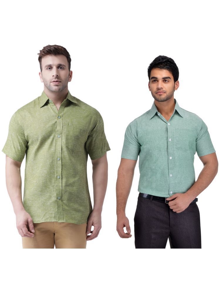     			KLOSET By RIAG Cotton Blend Regular Fit Solids Half Sleeves Men's Casual Shirt - Green ( Pack of 2 )