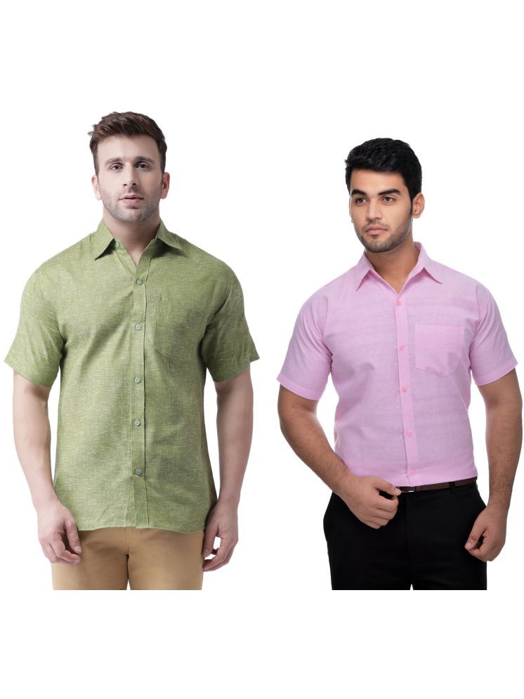     			KLOSET By RIAG Cotton Blend Regular Fit Solids Half Sleeves Men's Casual Shirt - Pink ( Pack of 2 )